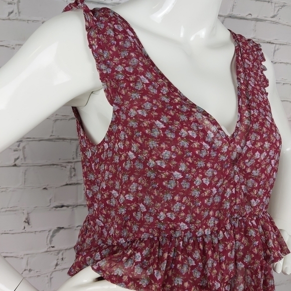 AMERICAN eagle boho floral red tank top - Picture 9 of 11